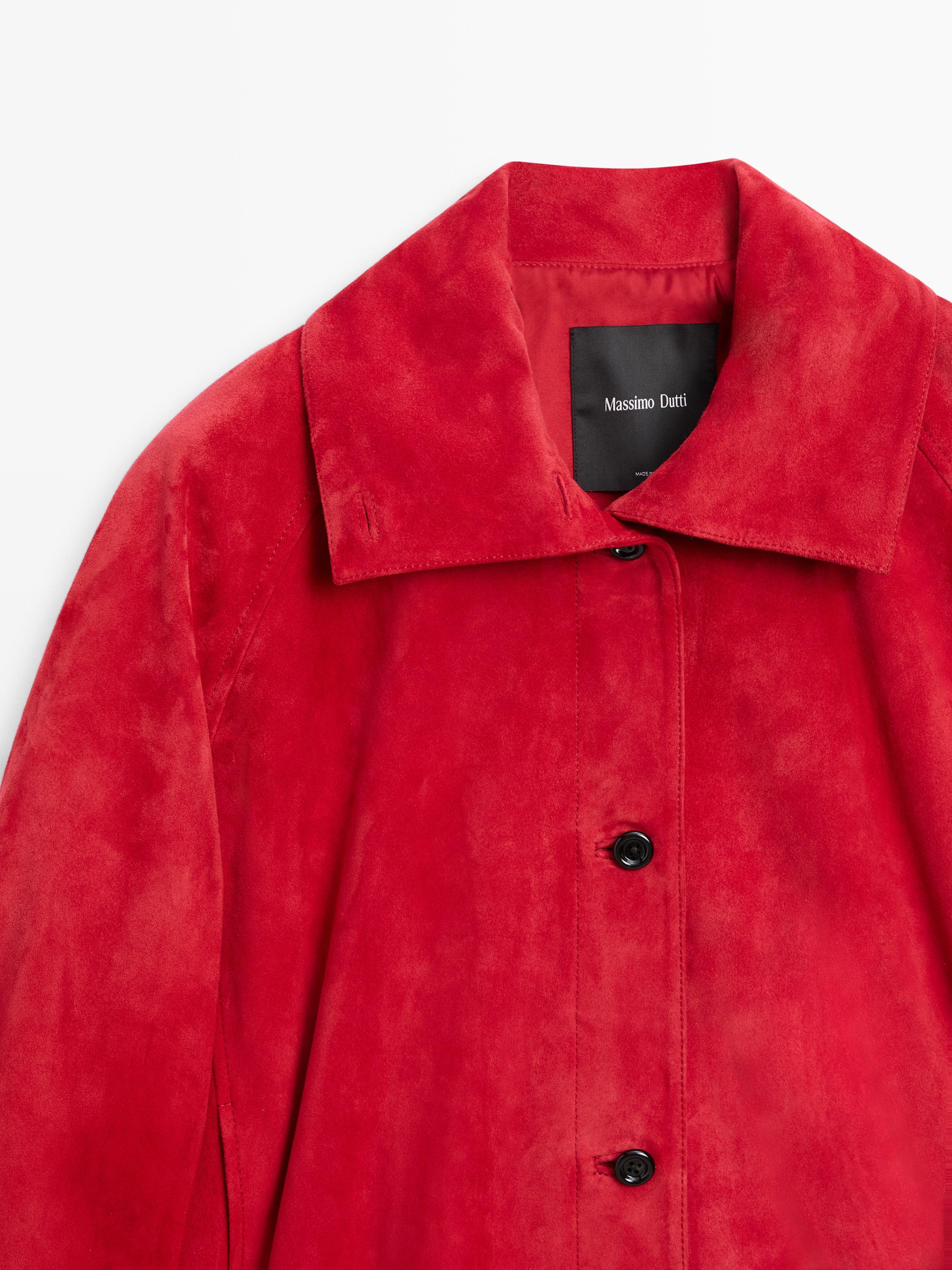 Blouson bomber en cuir et daim